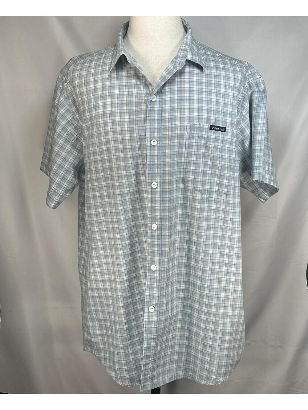 Dickies Plaid Pocketed Cotton/Poly SS Button Up Green XL